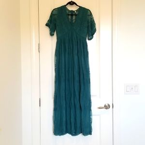 Teal Lace Maxi-Dress